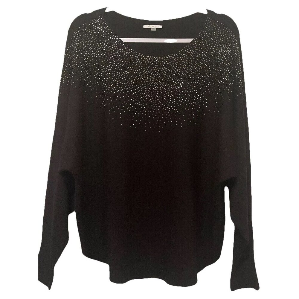 Vila Milano Black Sweater Women’s XL Long Sleeved Bejeweled Sparkly Party